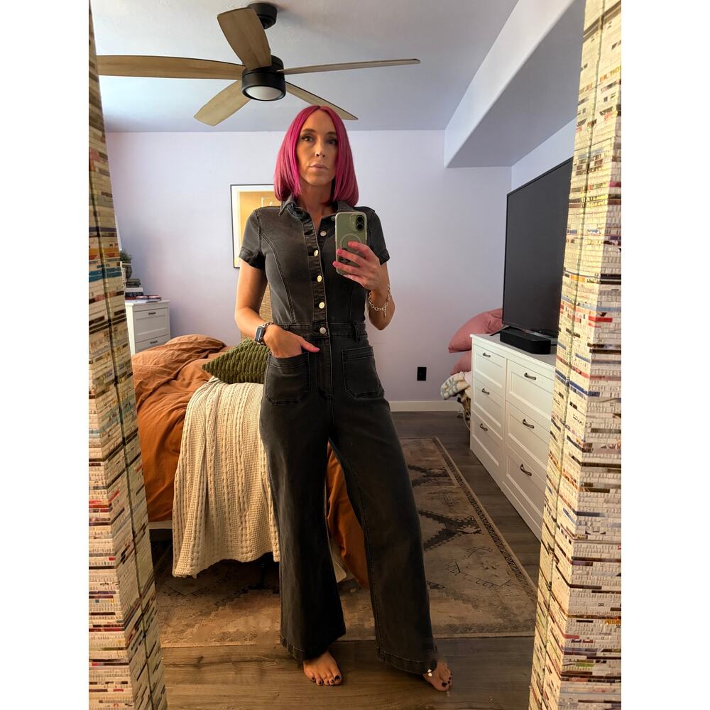 Rolla’s Black Denim Wide Leg Jumpsuit Boilersuit Women’s Small